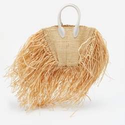 Jacquemus Beige/White Straw  Let Petite Baci Tote