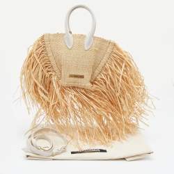 Jacquemus Beige/White Straw  Let Petite Baci Tote