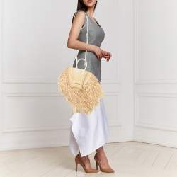 Jacquemus Beige/White Straw  Let Petite Baci Tote