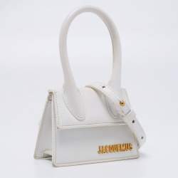 Pre Owned حقيبة جاكيموس لوتشيكيتو جلد بيضاء صغيرة