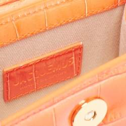 Jacquemus Orange Croc Embossed Leather Le Chiquito Top Handle Bag
