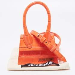 Jacquemus Orange Croc Embossed Leather Le Chiquito Top Handle Bag