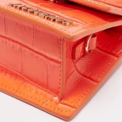 Jacquemus Orange Croc Embossed Leather Le Chiquito Top Handle Bag