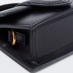 Pre Owned حقيبة جاكيموس لو بتيت بامبينو جلد أسود 