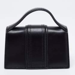 Pre Owned حقيبة جاكيموس لو بتيت بامبينو جلد أسود 