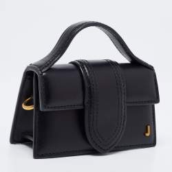 Pre Owned حقيبة جاكيموس لو بتيت بامبينو جلد أسود 