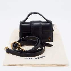 Pre Owned حقيبة جاكيموس لو بتيت بامبينو جلد أسود 