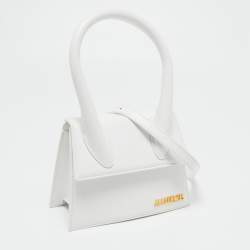 Pre Owned Jacquemus White Leather Le Chiquito Top Handle Bag