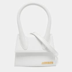 Pre Owned Jacquemus White Leather Le Chiquito Top Handle Bag