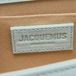 Pre Owned Jacquemus Light Blue Croc Embossed Nubuck Leather Long Le Chiquito Top Handle Bag