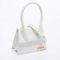 Pre Owned Jacquemus White Leather Noeud Le Chiquito Top Handle Bag