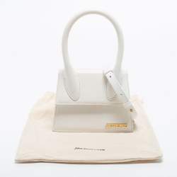 Pre Owned Jacquemus White Leather Noeud Le Chiquito Top Handle Bag