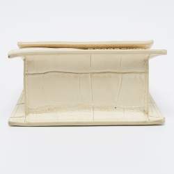 Pre Owned Jacquemus Cream Croc Embossed Leather Le Chiquito Mini Bag