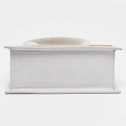 Pre Owned Jacquemus White Croc Embossed Leather Grand Le Chiquito Top Handle Bag