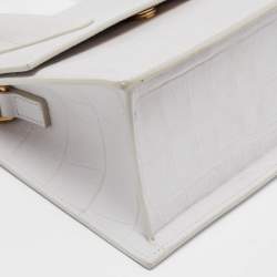 Pre Owned Jacquemus White Croc Embossed Leather Grand Le Chiquito Top Handle Bag