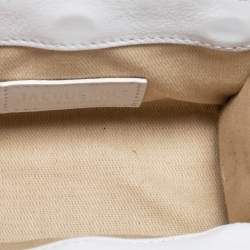 Pre Owned Jacquemus White/Beige Woven Canvas and Leather Mini Espelho Fringe Bag