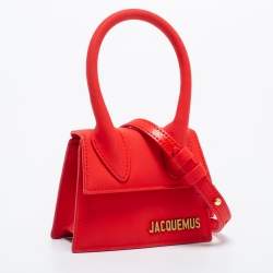 Pre Owned Jacquemus Red Leather Le Chiquito La Montagne Top Handle Bag