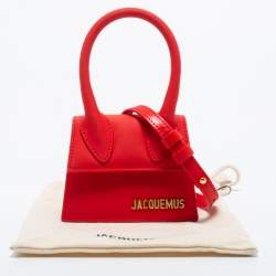Pre Owned Jacquemus Red Leather Le Chiquito La Montagne Top Handle Bag