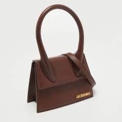 Pre Owned Jacquemus Dark Brown Leather Grand Le Chiquito Top Handle Bag