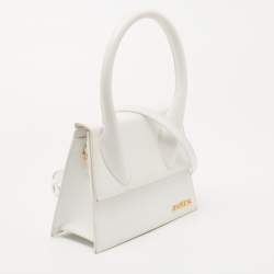 Pre Owned Jacquemus White Leather Grand Le Chiquito Top Handle Bag
