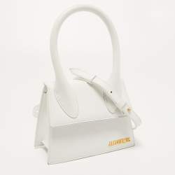 مملوكة مسبقًا Jacquemus White Leather Le Chiquito Top Handle Bag