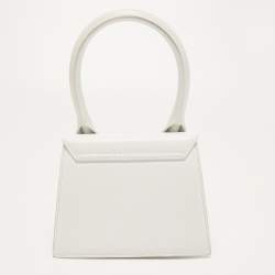 مملوكة مسبقًا Jacquemus White Leather Le Chiquito Top Handle Bag