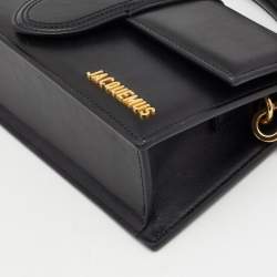 Jacquemus Black Leather Le Bambino Top Handle Bag