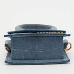 Jacquemus Blue Croc Embossed Leather Le Chiquito Mini Bag