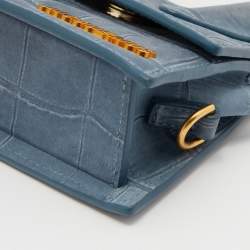Jacquemus Blue Croc Embossed Leather Le Chiquito Mini Bag