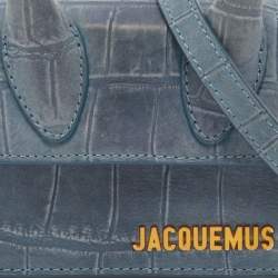 Jacquemus Blue Croc Embossed Leather Le Chiquito Mini Bag