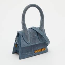 Jacquemus Blue Croc Embossed Leather Le Chiquito Mini Bag
