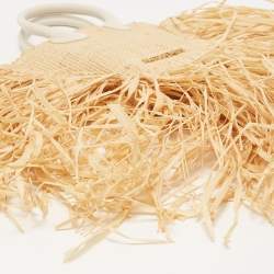 Jacquemus Cream/White Woven Raffia and Leather Let Petite Baci Shoulder Bag