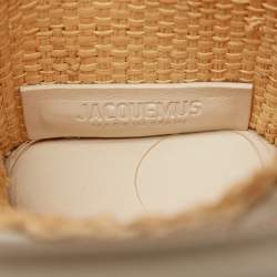 Jacquemus Cream/White Woven Raffia and Leather Let Petite Baci Shoulder Bag