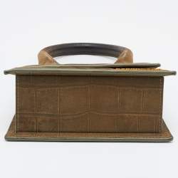 Pre Owned Jacquemus Khaki Green Croc Embossed Leather Le Chiquito Bag