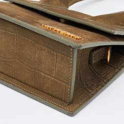 Pre Owned Jacquemus Khaki Green Croc Embossed Leather Le Chiquito Bag