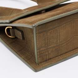 Pre Owned Jacquemus Khaki Green Croc Embossed Leather Le Chiquito Bag