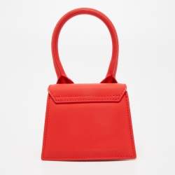 Jacquemus Matte Red Leather Mini Le Chiquito Top Handle Bag