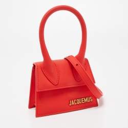 Jacquemus Matte Red Leather Mini Le Chiquito Top Handle Bag