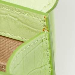 Jacquemus Light Green Croc Embossed Leather Le Chiquito Noeud Top Handle Bag