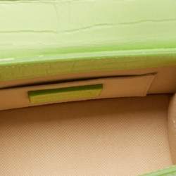 Jacquemus Light Green Croc Embossed Leather Le Chiquito Noeud Top Handle Bag
