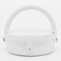 Jacquemus White Leather La Boite A Gateaux Top Handle Bag