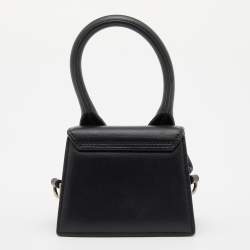 Pre Owned Jacquemus Black Leather Mini Le Chiquito Top Handle Bag