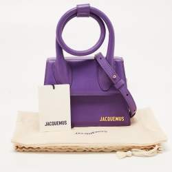 Pre Owned Jacquemus Purple Leather Le Chiquito Noeud Top Handle Bag