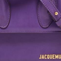 Pre Owned Jacquemus Purple Leather Le Chiquito Noeud Top Handle Bag