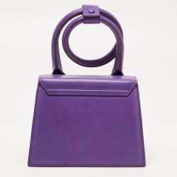 Pre Owned Jacquemus Purple Leather Le Chiquito Noeud Top Handle Bag