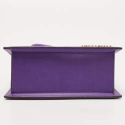 Pre Owned Jacquemus Purple Leather Le Chiquito Noeud Top Handle Bag