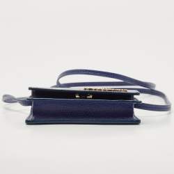 Pre Owned Jacquemus Blue Lizard Embossed Leather Mini Le Bello Crossbody Bag