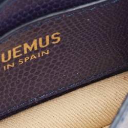 Pre Owned Jacquemus Blue Lizard Embossed Leather Mini Le Bello Crossbody Bag