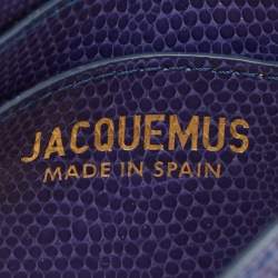 Pre Owned Jacquemus Blue Lizard Embossed Leather Mini Le Bello Crossbody Bag