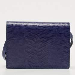 Pre Owned Jacquemus Blue Lizard Embossed Leather Mini Le Bello Crossbody Bag